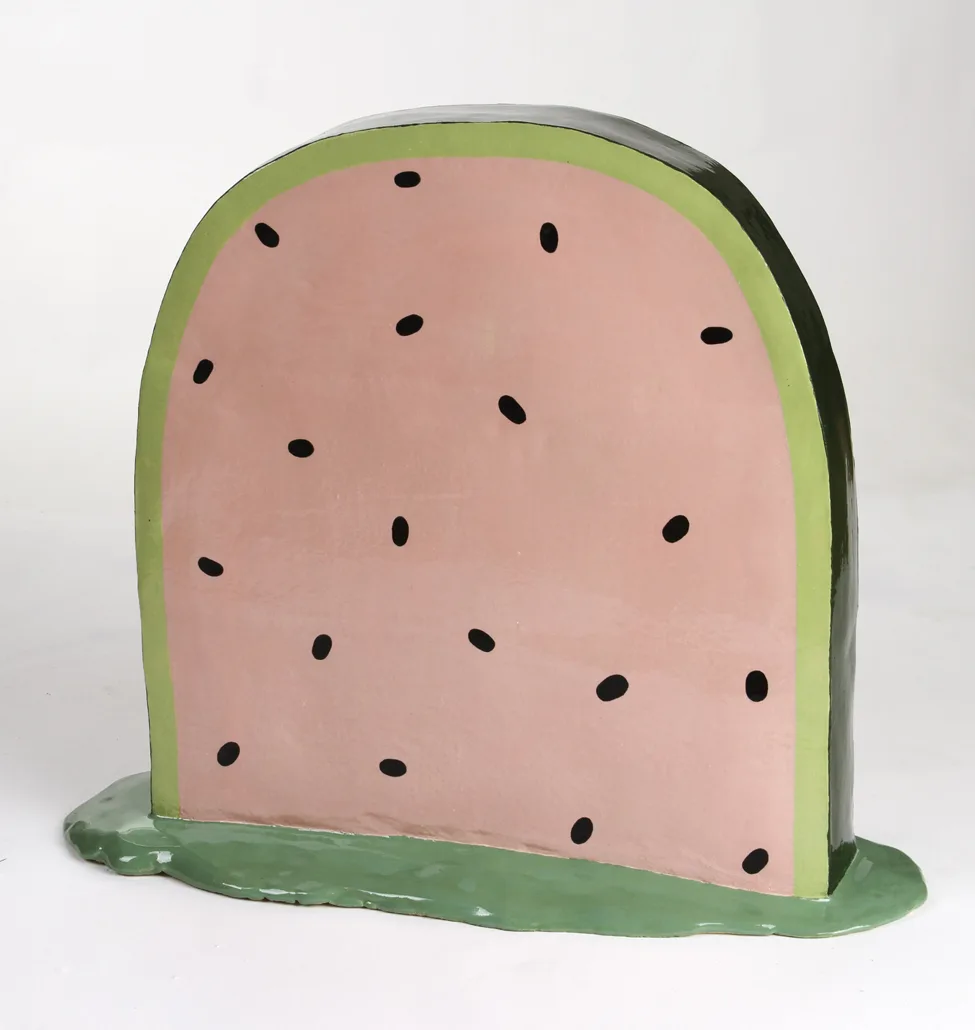 Watermelon Tombstone, 2017 by Lorien Stern, Ceramic 18 x 21 x 6 inches
