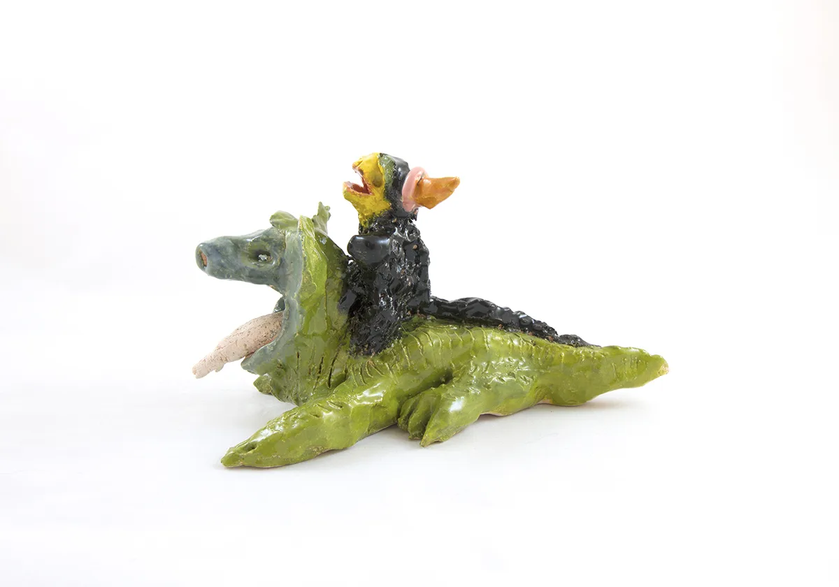 Lydia Maria Pfeffer Little Dragon Rider, 2019 by Lydia Maria Pfeffer, Ceramic, 4.5 x 4 x 2.4 inches