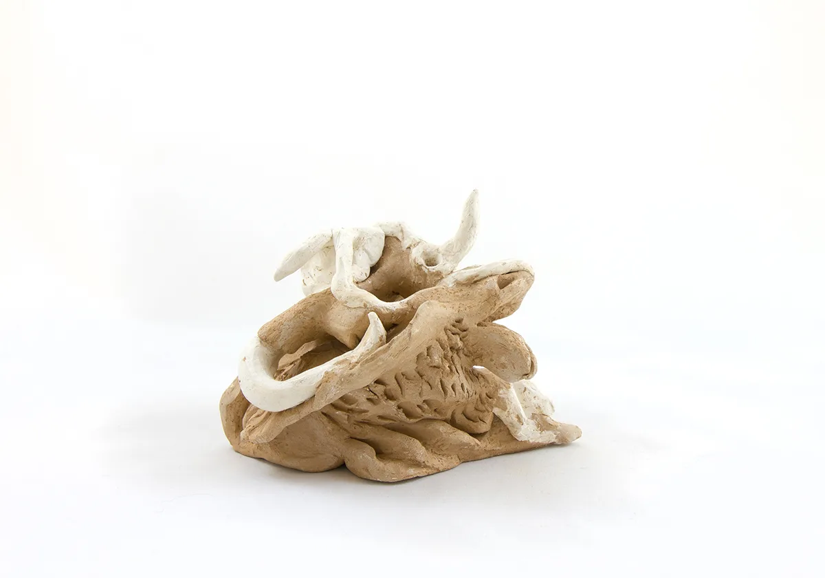 Sentimental Goat, 2019 by Lydia Maria Pfeffer, Ceramic, 4.5 x 4 x 6 inches