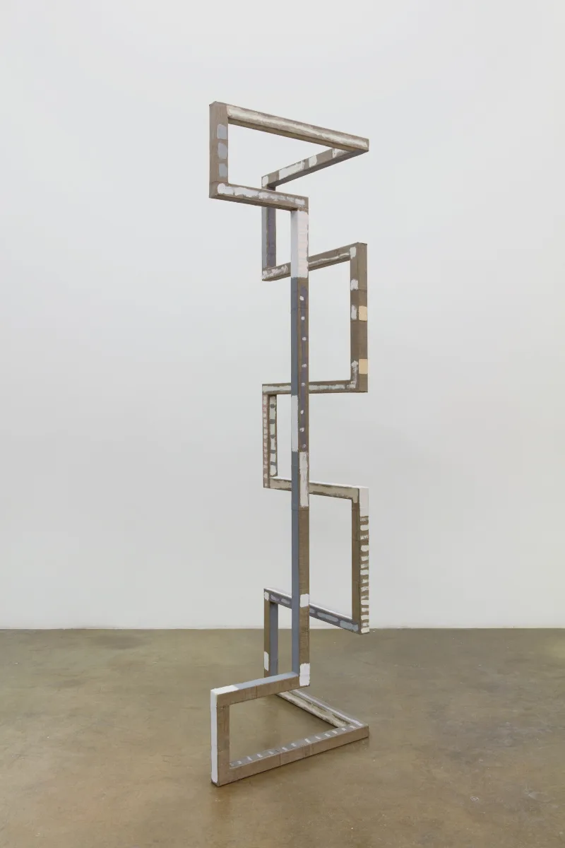 inhabit, 2017 by Molly Larkey 95.5 x 28 x 28 inches steel, linen, paint