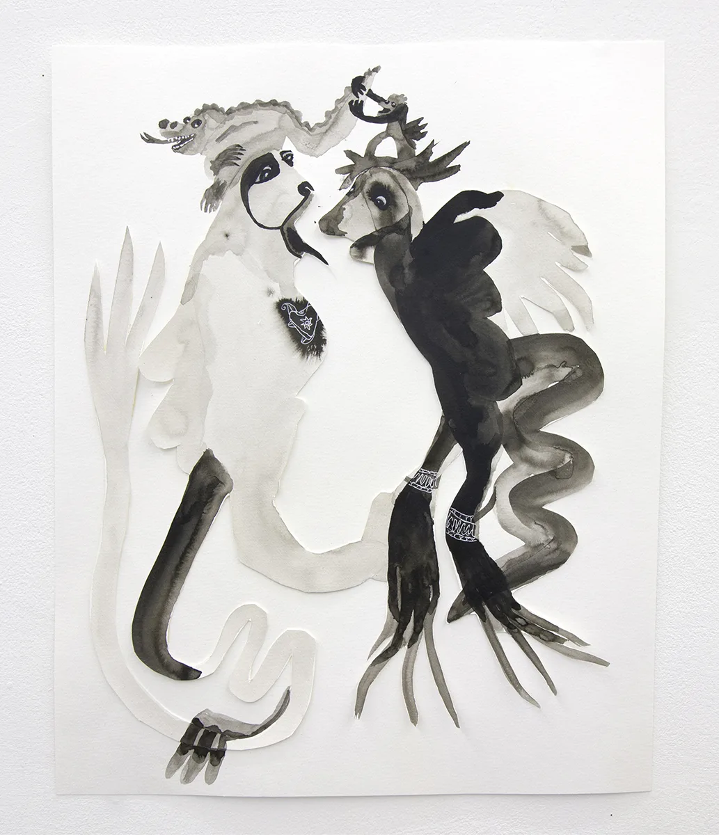 Birds of a feather, 2019 by Lydia Maria Pfeffer India ink on paper 20 x 16 inches