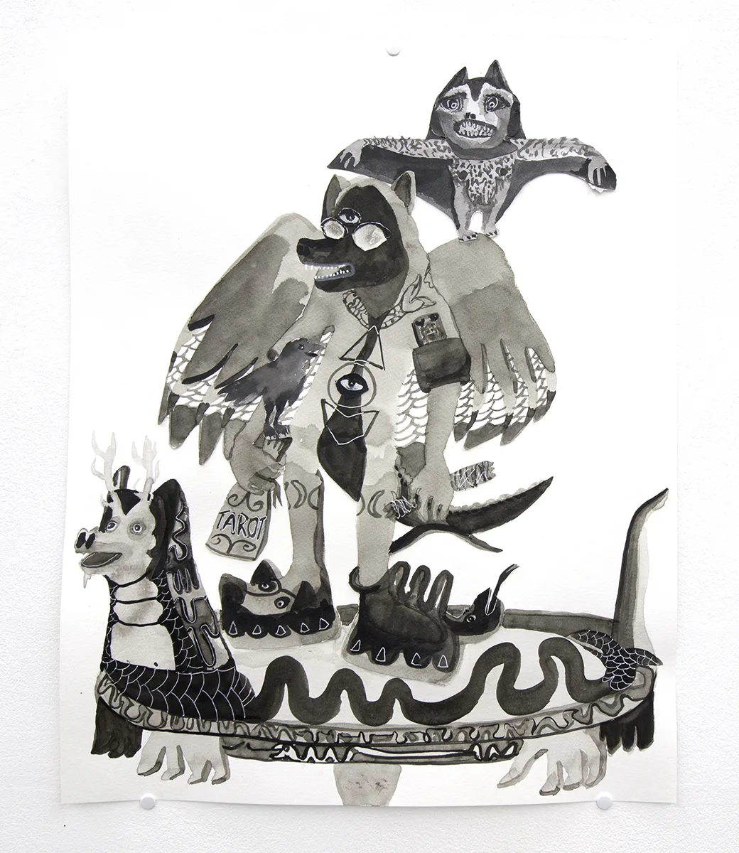 Travelers of fortune, 2019 by Lydia Maria Pfeffer, India ink on paper 20 x 16 inches