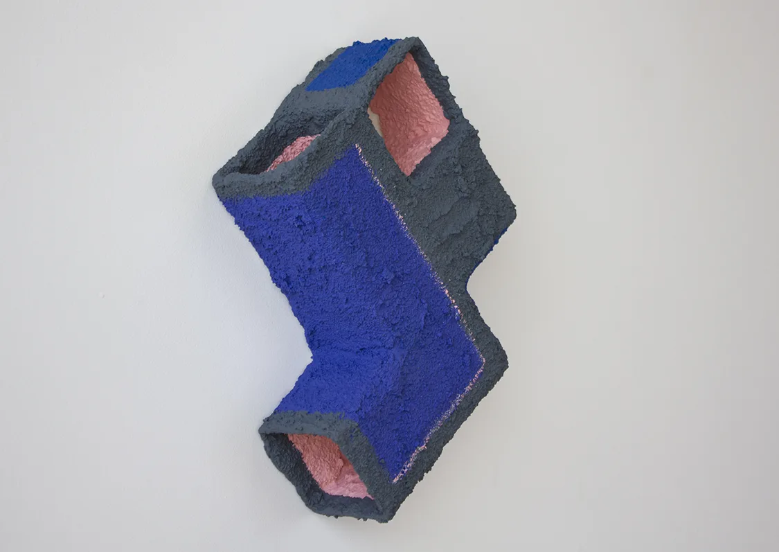 Side view of Beginn-ers 3, 2017 by Molly Larkey17 x 11.25 x 4.5 inches steel, stucco, paint