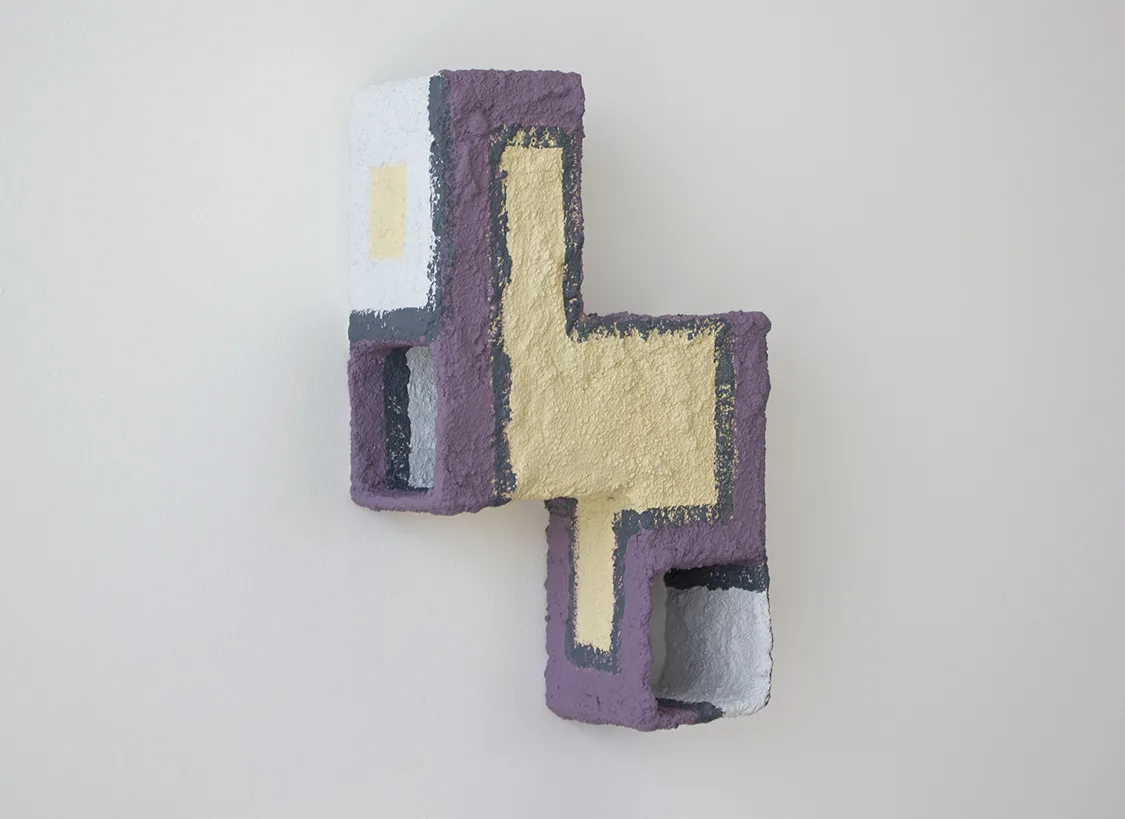 Side view of Beginn-ers 4, 2017 by Molly Larkey16.25 x 10.25 x 4.5 inches steel, stucco, paint