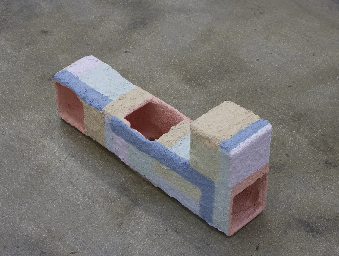 Side view of Beginn-ers 7, 2017 by Molly Larkey8.75 x 20 x 4.5 inches steel, stucco, paint