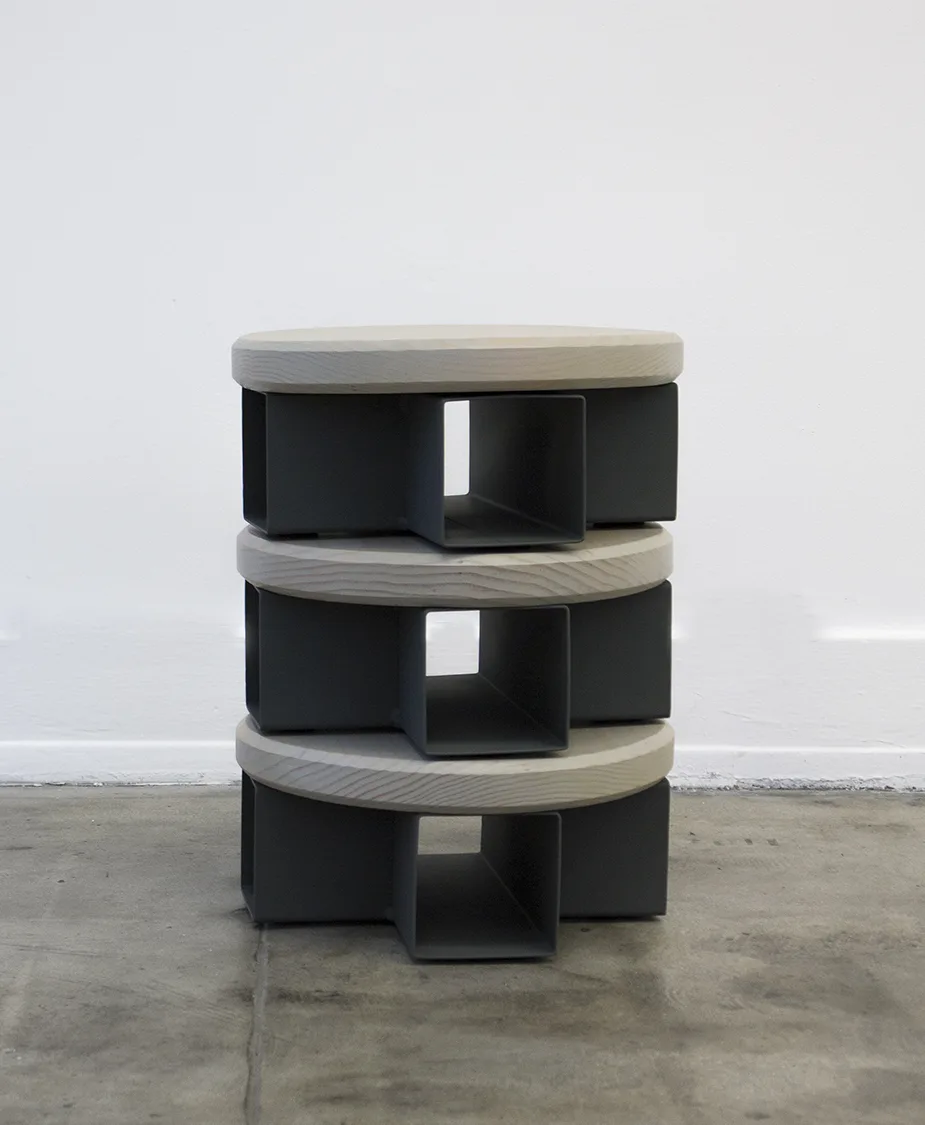 Take Care (Stools), 2017 by Molly Larkey5.75 x 13 x 13 inches (each) steel, paint, wood