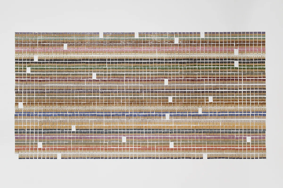 a shape made through its unraveling, 2017 by Molly Larkey ceramic 48 x 96 inches