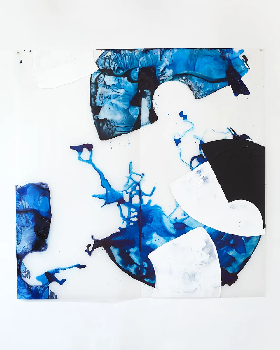 Nellie King Solomon Börte Seeks Genghis Khan, 2015 acrylic on mylar 84 x 84 inches