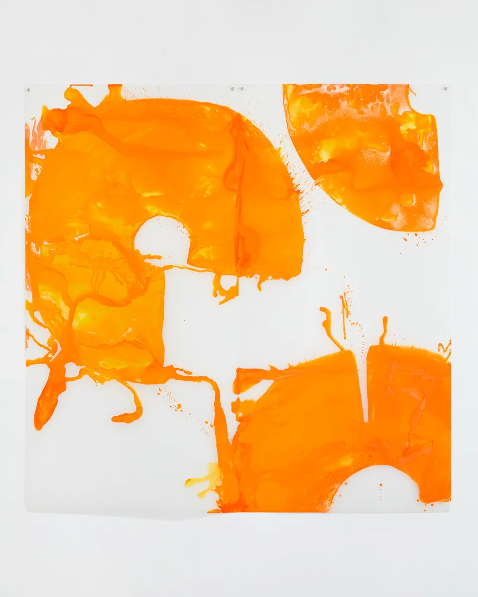 Nellie King Solomon Hot Coals, 2015 acrylic and soda ash on mylar 84 x 84 inches