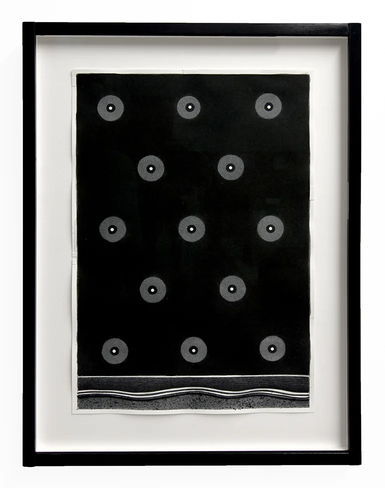 Good Night, 2019 by Matthew F Fisher, Ink and collage on paper 14 3/4 x 10 1/8 inch 18 1/2 x 13 3/4 inches (framed)