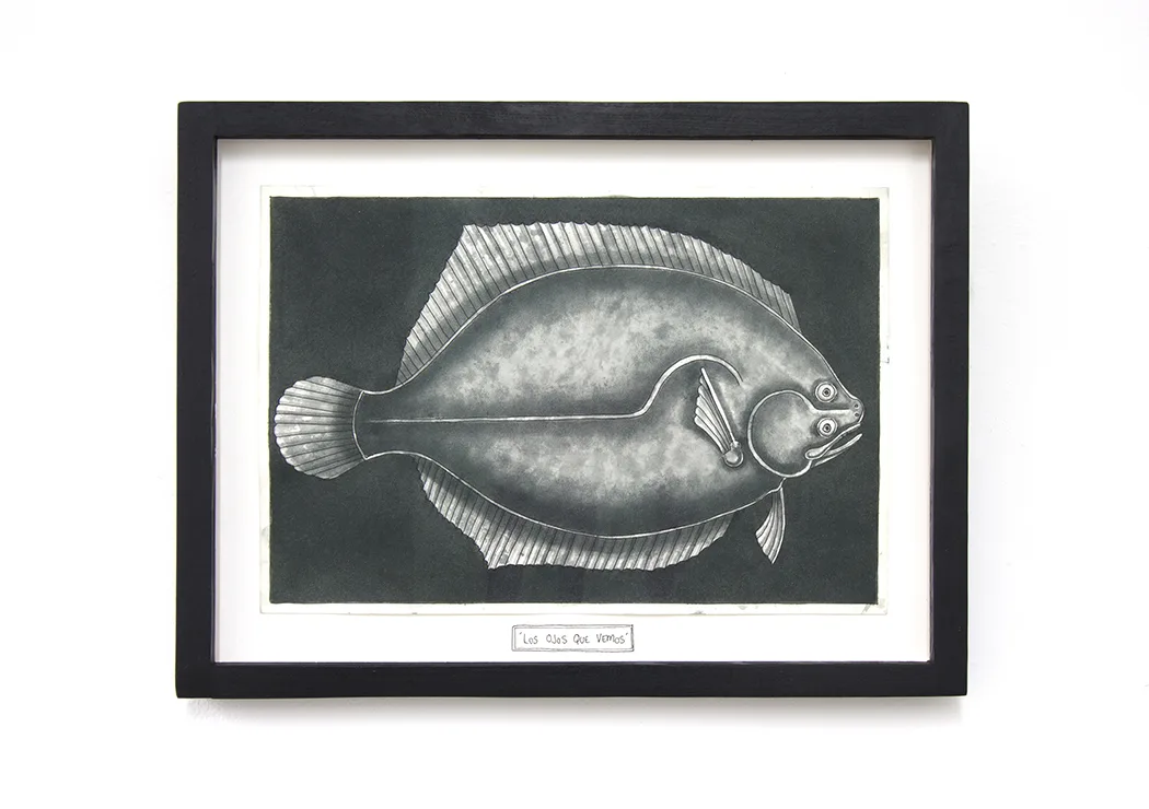 Los Ojos Que Vemos, 2018 Ink and collage on paper 7.5 x 11 inches 10 3/4 x 13 1/4 inches (framed)