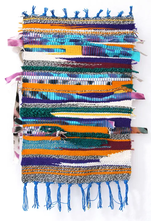 Lindsay Preston Zappas First Weaving (Over Easy), 2016 Woven Thread and Painted Canvas 14.5 x 26 inches