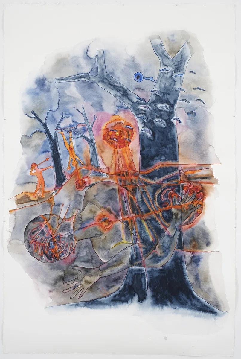 Untitled by Katy Schimert, Watercolor on paper, 77 x 50 1/2 inches