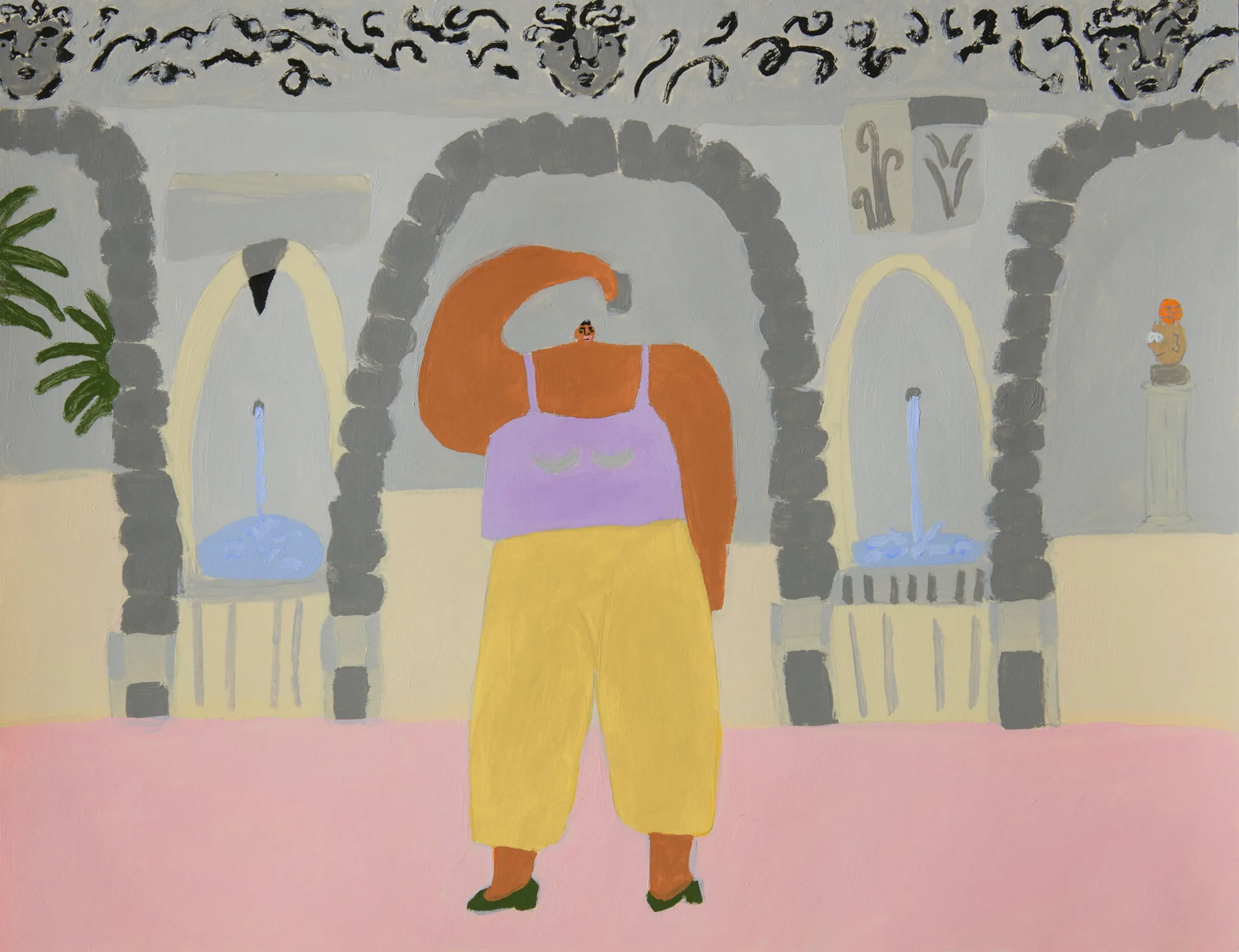Woman on Vacation by Lilian Martinez, acrylic on paper, 8.5 x 11 inches