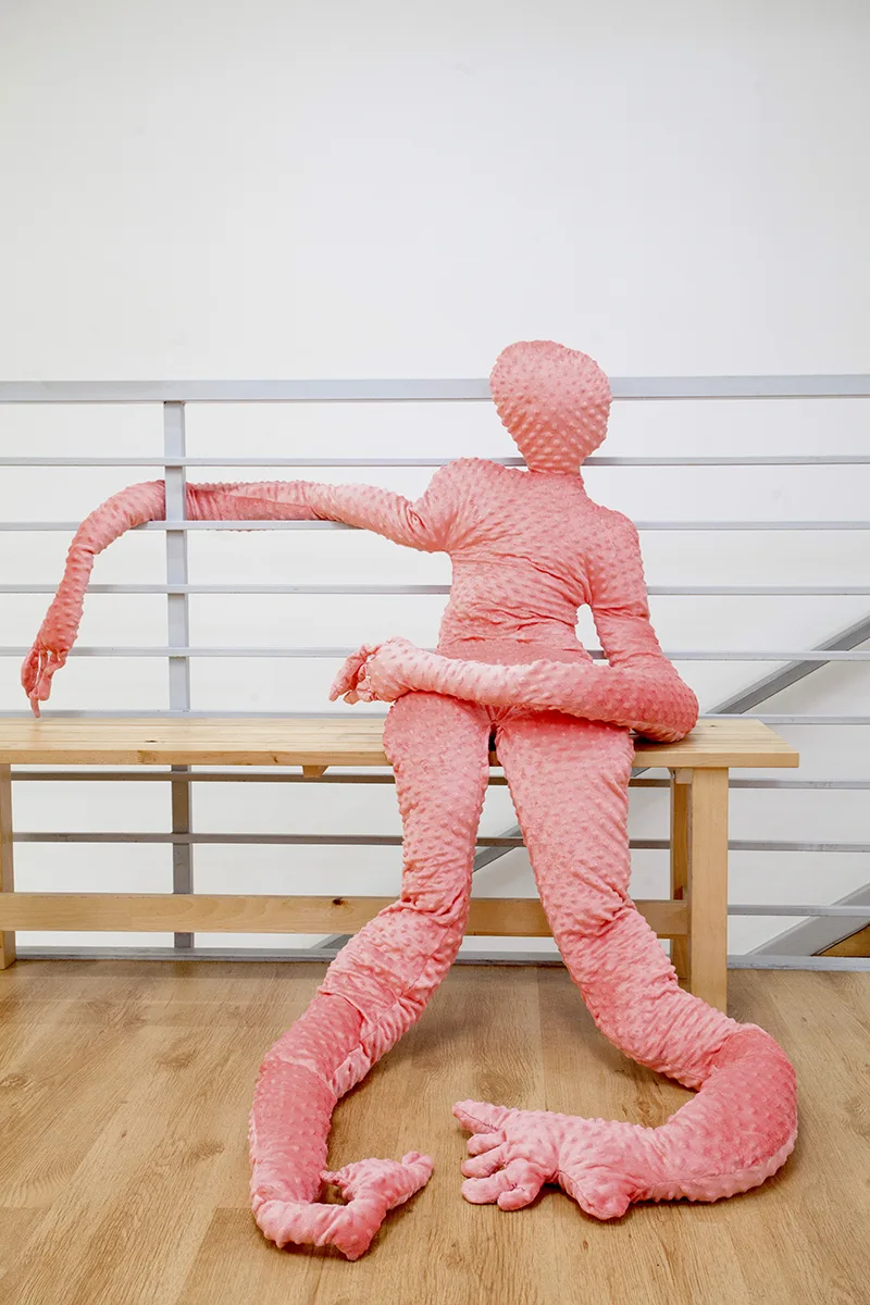Con Job Body Double by Rachel Apthorp, Mixed media 86 x 24 x 6 in