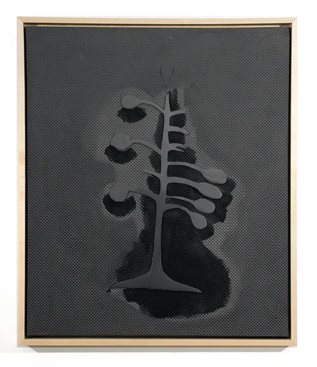Fruit Tree (no.1) 2016 by Erin Morrison Graphite, ink and wax on hydrocal, maple frame 23 ¾ x 27 ⅞”