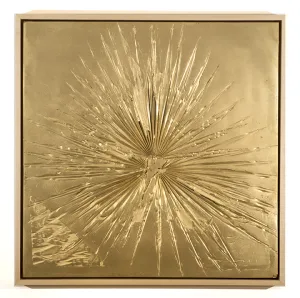 Gold Palms 2016 by Erin Morrison Enamel and wax on hydrocal, maple frame 26 ¾ x 26 ¾”