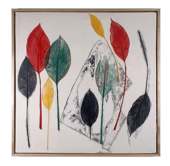 Handless (Garden) 2016 by Erin Morrison Gouache, ink and wax on hydrocal, maple frame 48 ½ x 48 ½”