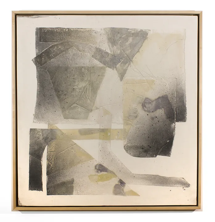 Structures (no.1) 2015 by Erin Morrison Dye, ink and wax on hydrocal, maple frame 36 x 37 ¾”