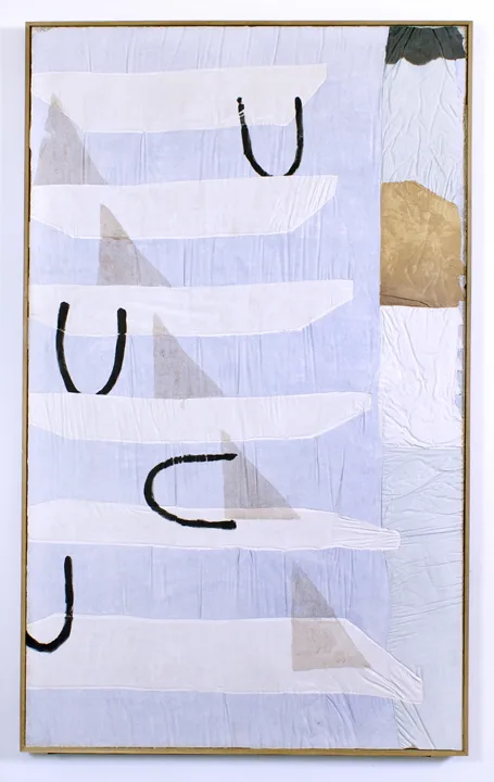 The Study (Double You See You) 2015 by Erin Morrison Oil, ink and wax on hydrocal, oak frame 53 ½ x 87 ¼”