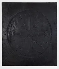 Chalmers Sixpence (Graphite) by Erin Morrison, Graphite and enamel on gypsum cement, 43 x 39 inches