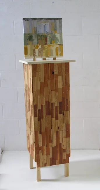 David McDonald With Shattered Skin, 2016 Wood, Hydrocal, pigment 63 x 18 x 18 in