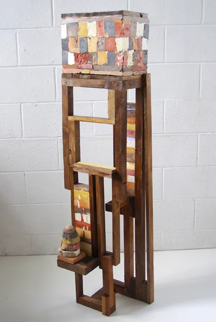 David McDonald mu, 2015 Wood, hydrocal, pigment, wood stain 55 1/2 x 14 x 13 in