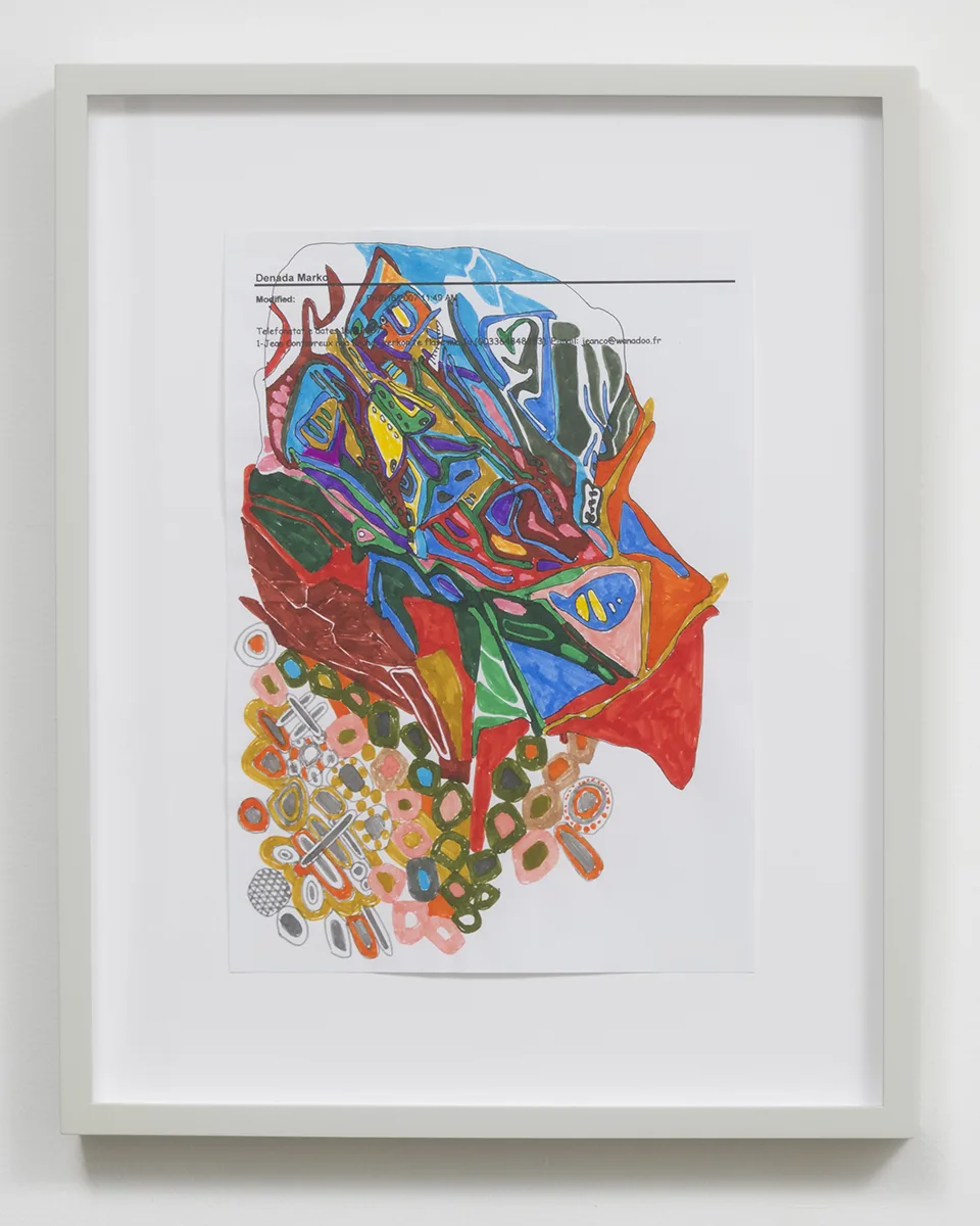 Edi Rama Untitled (808), 2007 Mixed media on paper Paper: 11 3/4 x 8 1/4 in. Frame: 16.75 x 13.5 inches