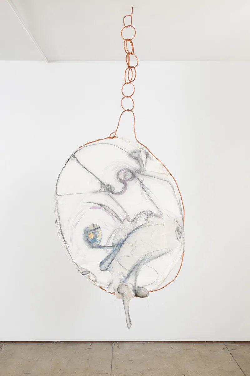 J Parker Valentine Untitled, 2016 graphite, colored pencil, ink, muslin, copper, thread, clay coated fiberglass 78 x 34 x 1 in.