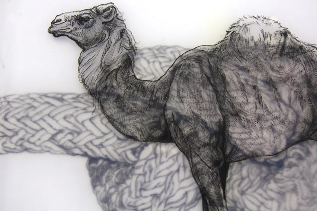 Camel, 2018 by Camille Schefter, Platinum silicone and tattoo ink 24 x 20 x 4 inches