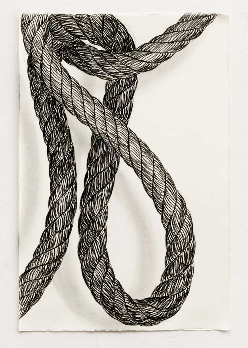 Rope Drawing, Day 16 by Claudia Parducci, Graphite, charcoal on paper, 22 x 15 inches