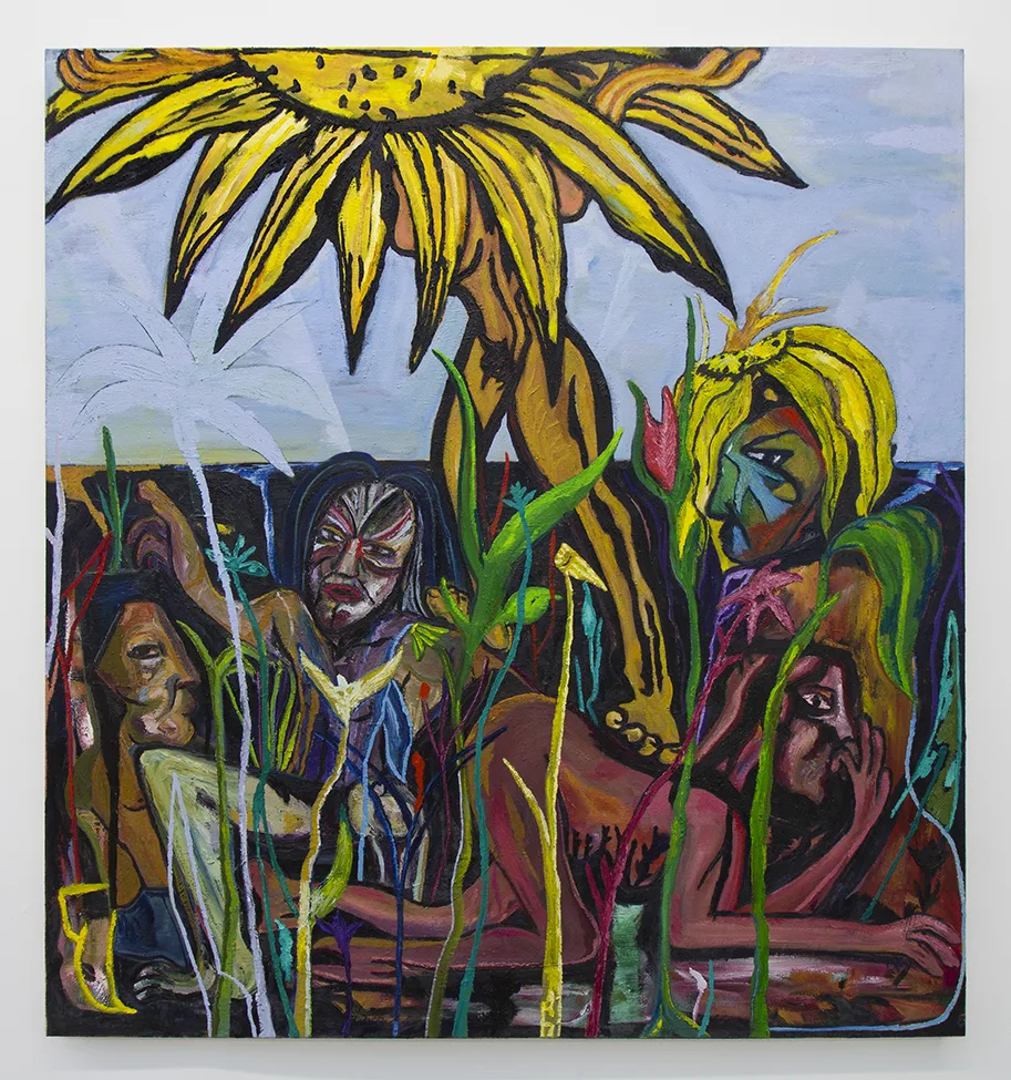 She keeps the sun in our eyes, 2019 by Daniel Gibson, Oil on canvas, 60 x 56 inches