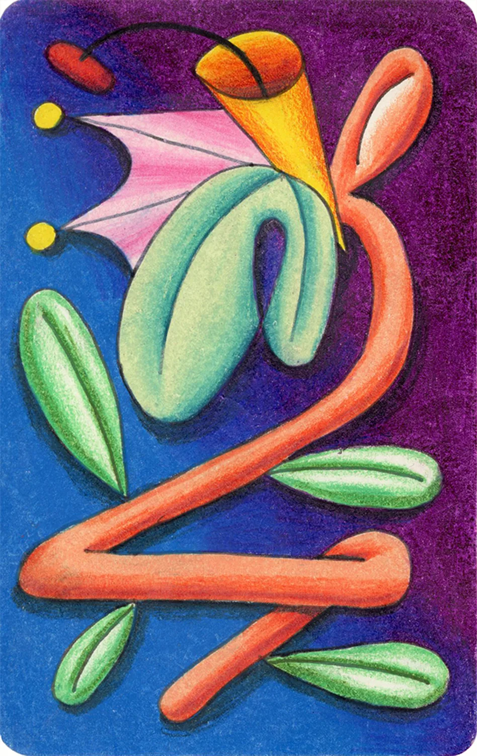 Aquaman Flower, 2017 by Ben Sanders, Ink and colored pencil on paper 3.5 x 5.5 inches 5.25 x 7 inches framed