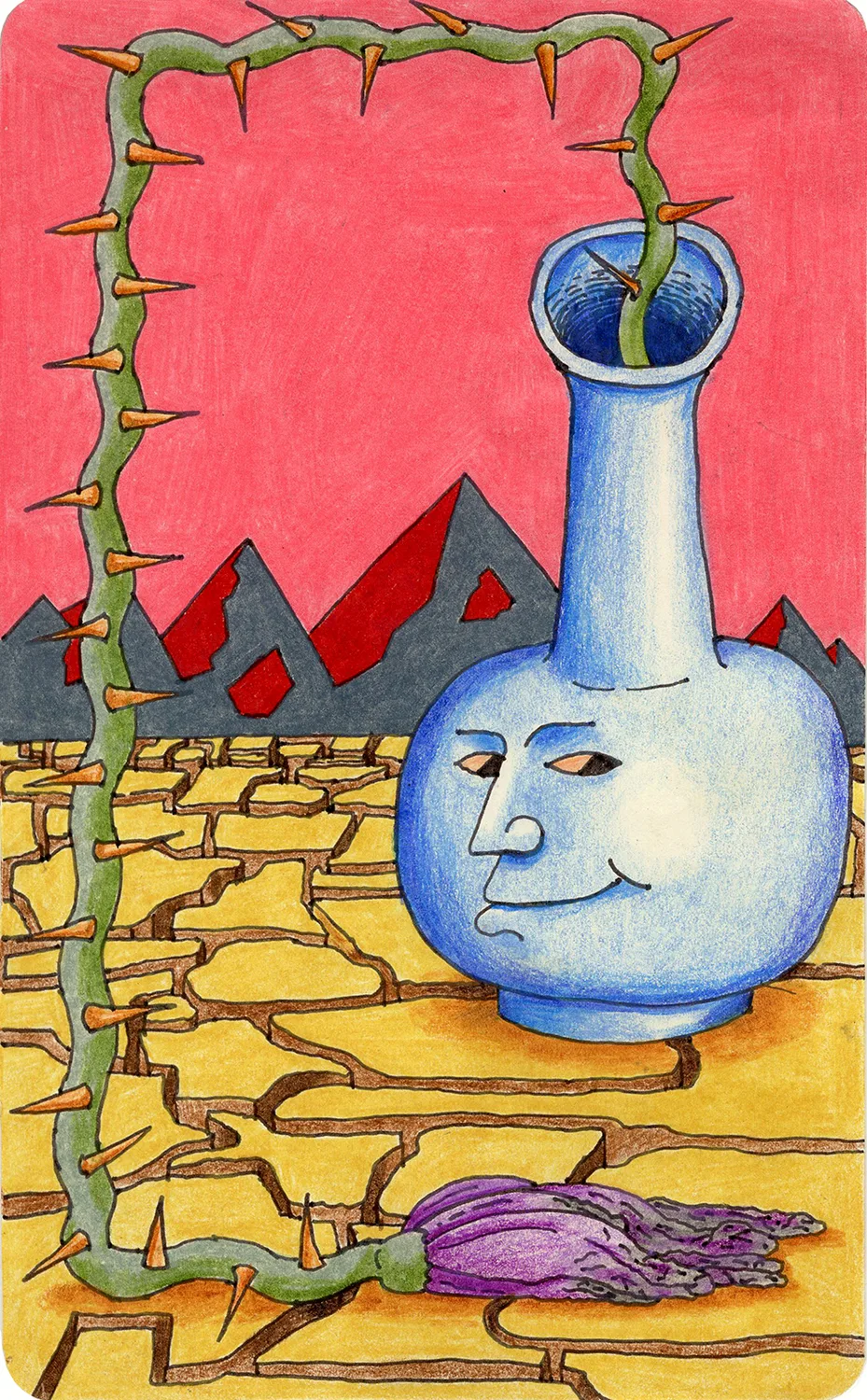 Study for “The Know-it-all”, 2016 by Ben Sanders, Ink and colored pencil on paper 8.25 x 5 inches 10 x 7 inches framed