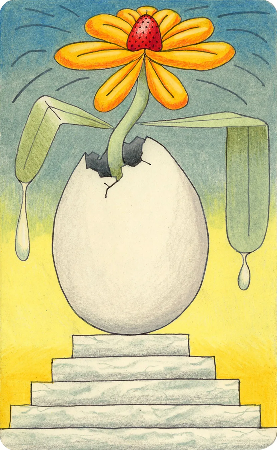 Birth, 2017 by Ben Sanders, Ink and colored pencil on paper 8.25 x 5 inches unframed