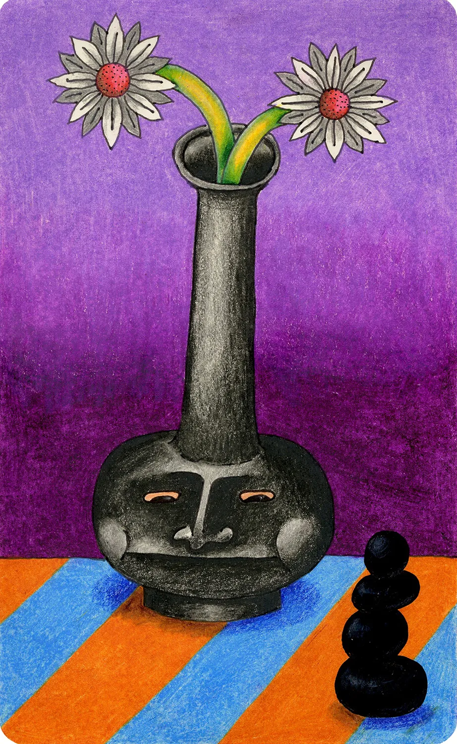 Double, 2016 by Ben Sanders, Ink, colored pencil, oil marker on paper 8.25 x 5 inches 10 x 7 inches framed