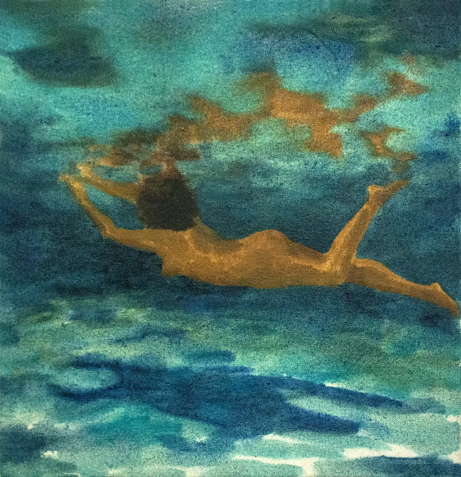 Wade 1 by Adrienne Elise Tarver, oil on canvas, 13 x 13 inches