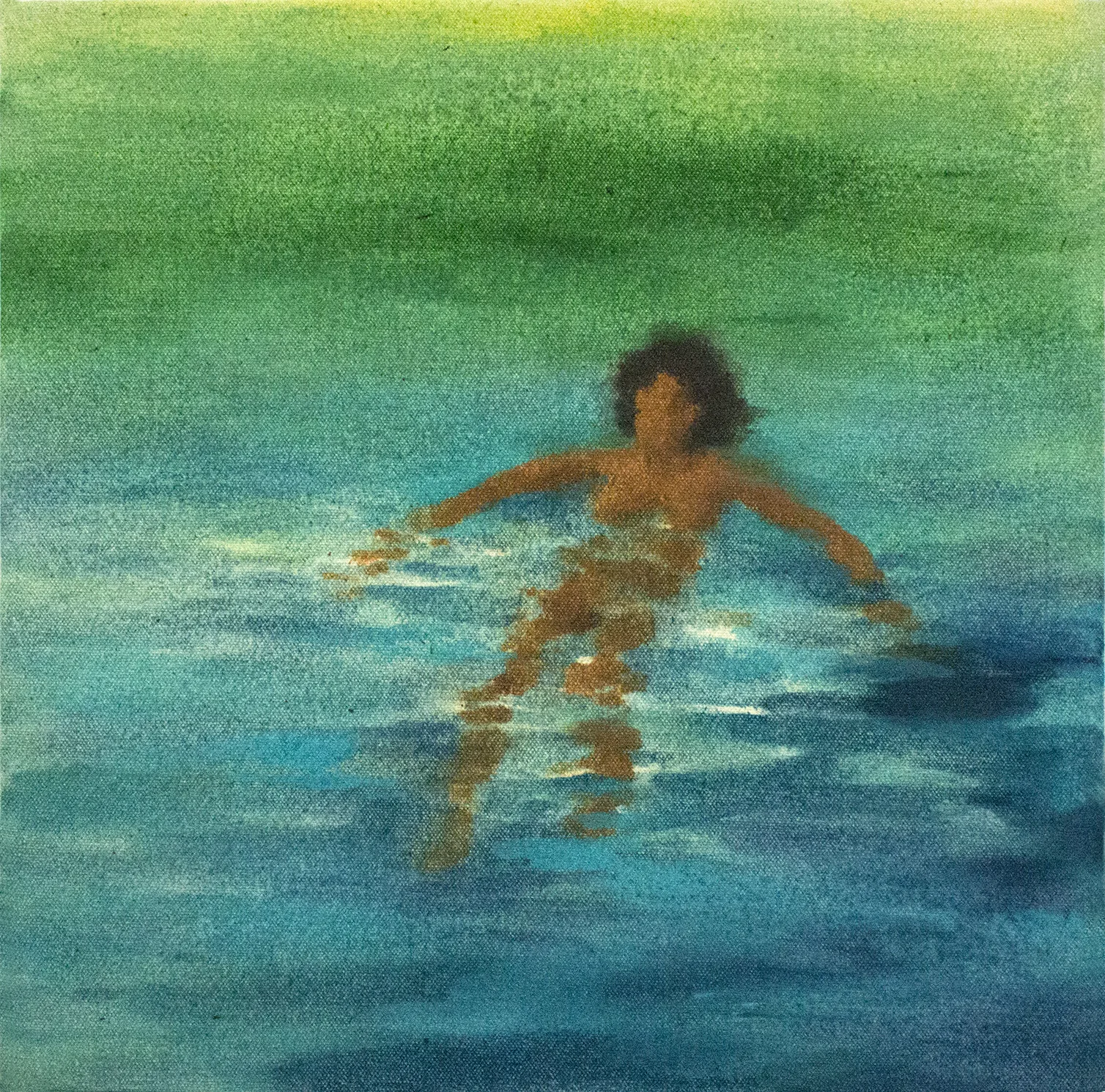 Wade 3 by Adrienne Elise Tarver, oil on canvas, 13 x 13 inches