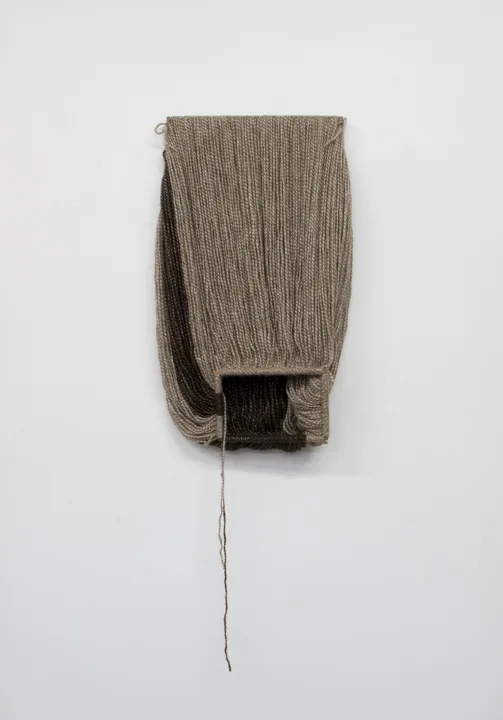 Ariel Herwitz Fallen, 2016 Walnut, yarn 41 x 14 x 4 inches