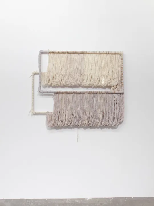 Ariel Herwitz Got so close, 2016 Mahogany, hand-dyed wool 45 x 52 x 4 inches