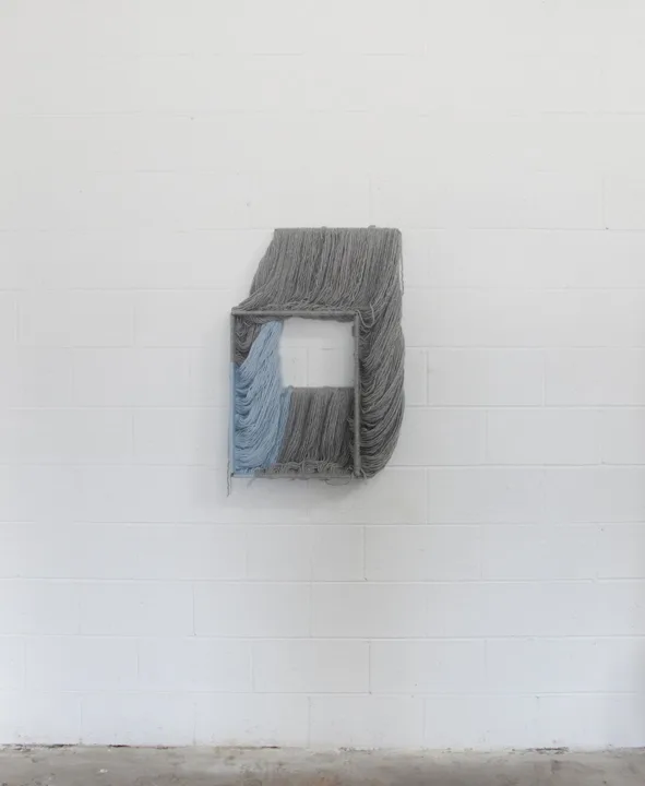 Ariel Herwitz Just seeing it, 2016 Walnut, yarn 33 x 24 x 3.5 inches