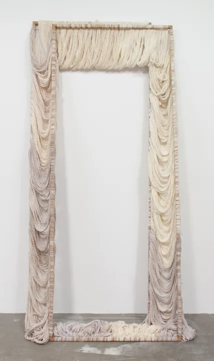 Ariel Herwitz I wanted to write you a letter, but you’re never gone, 2016 Walnut, yarn 96 x 45 x 19 inches