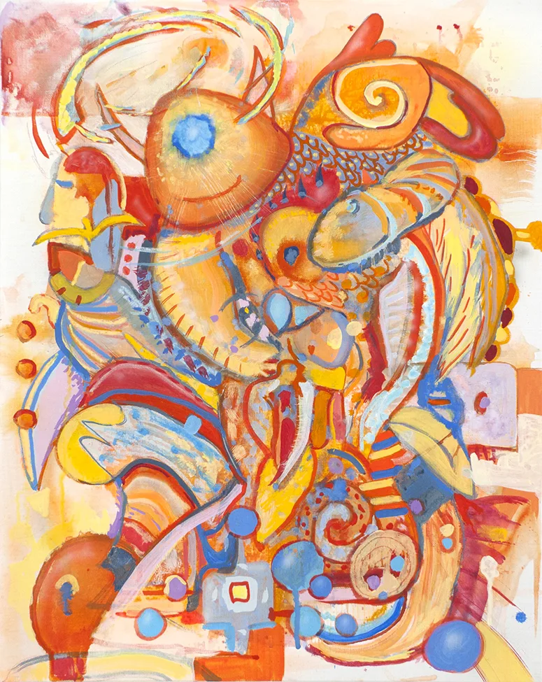 Besant Lodge V by Rives Granade, acrylic and acrylic gouache on linen, 20 x 16 inches