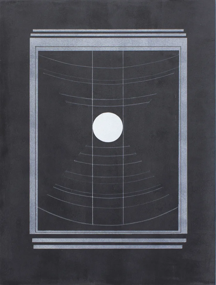 Infinite Device, 2017 by Claire Colette, Acrylic and graphite on panel 24 x 18 inches