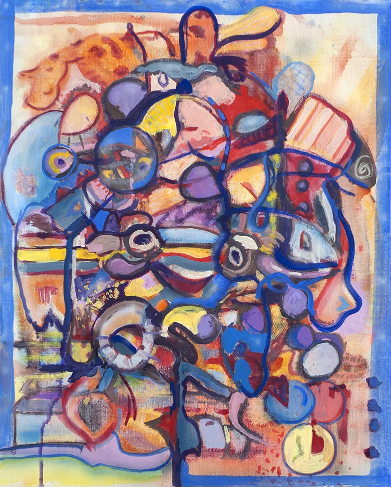 Besant Lodge I by Rives Granade, acrylic and acrylic gouache on linen, 20 x 16 inches