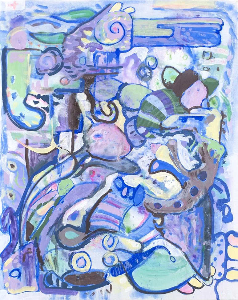 Besant Lodge II by Rives Granade, acrylic and acrylic gouache on linen, 20 x 16 inches