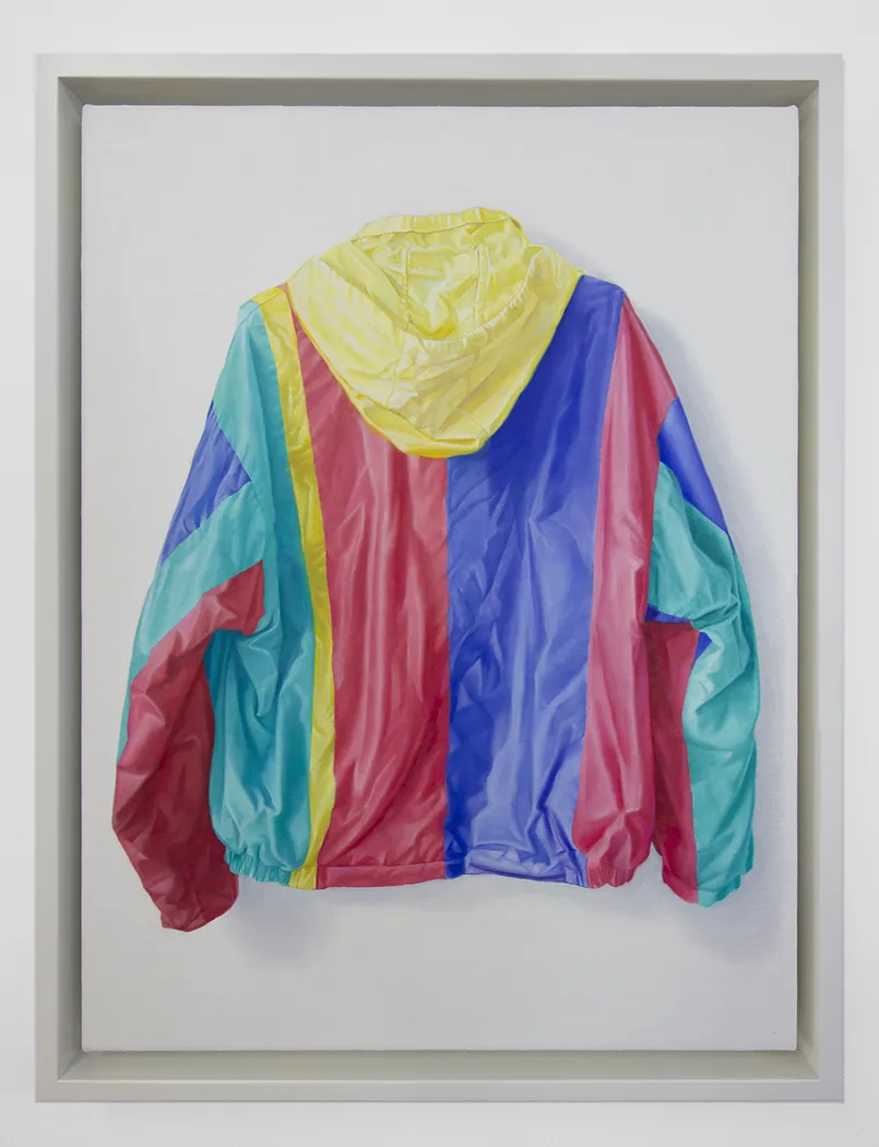 Radiant Barrier Material (Nautica) by Jake Kean Mayman, oil on linen, 17.5 x 13.5 inches (framed)