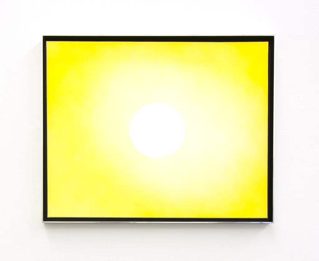 A painting that shows a photo of a sun