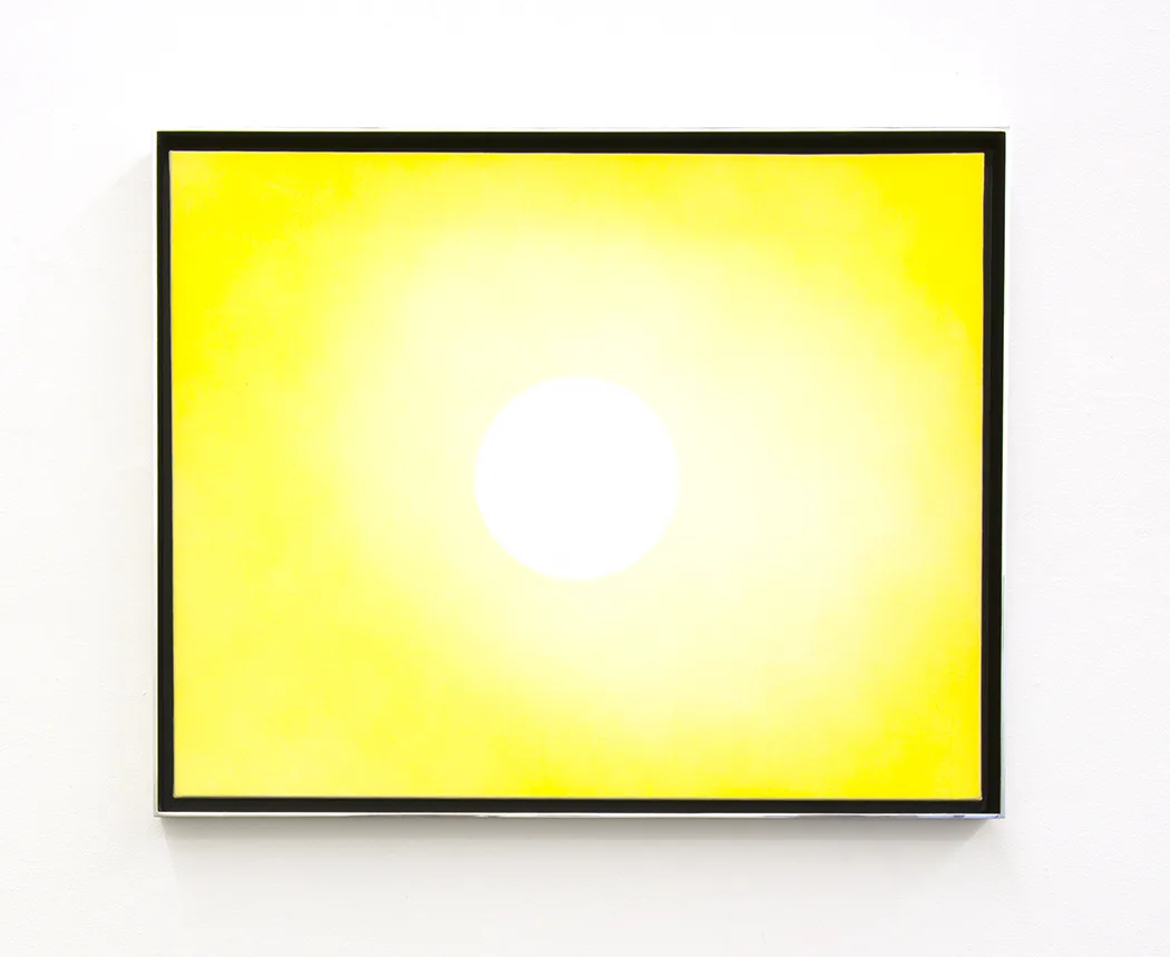 A painting that shows a photo of a sun