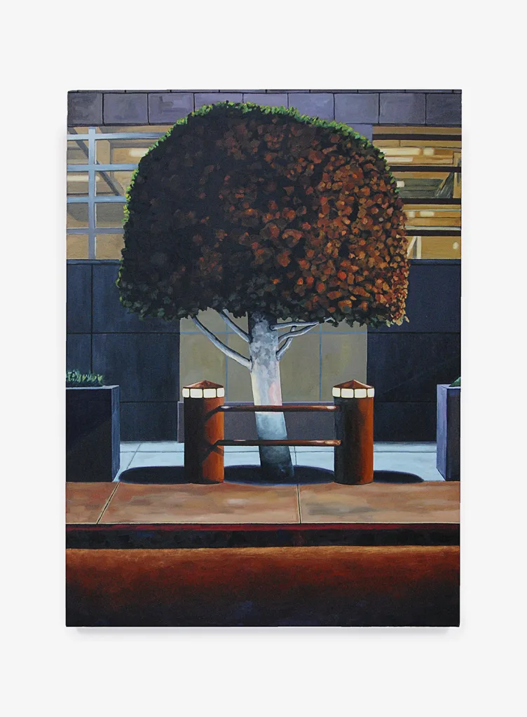 A tree on a sidewalk